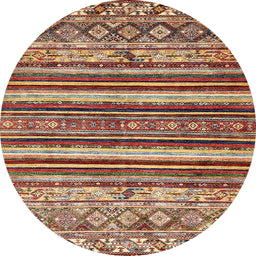 Round Abstract Saffron Red Modern Rug, abs509