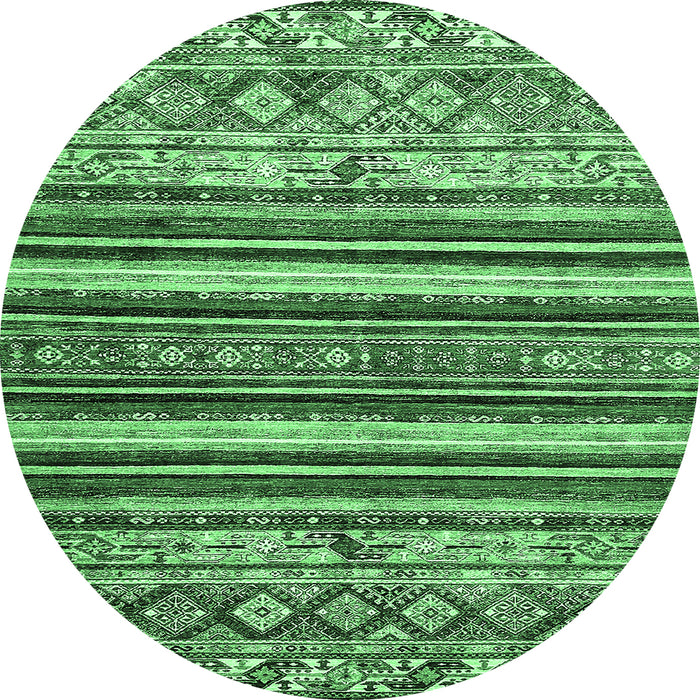 Round Machine Washable Abstract Emerald Green Modern Area Rugs, wshabs509emgrn