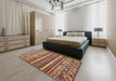 Abstract Saffron Red Modern Rug in a Bedroom, abs509