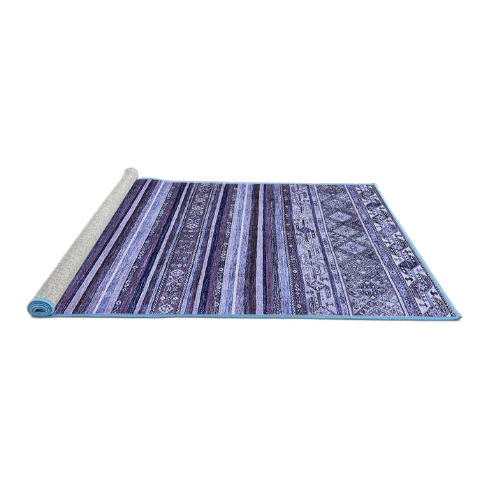 Sideview of Machine Washable Abstract Blue Modern Rug, wshabs509blu