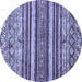 Round Abstract Blue Modern Rug, abs509blu