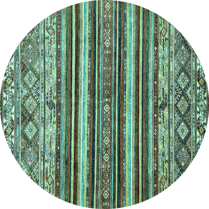 Round Machine Washable Abstract Turquoise Modern Area Rugs, wshabs509turq