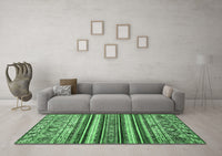 Machine Washable Abstract Emerald Green Modern Rug, wshabs509emgrn