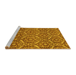 Sideview of Machine Washable Abstract Yellow Modern Rug, wshabs50yw