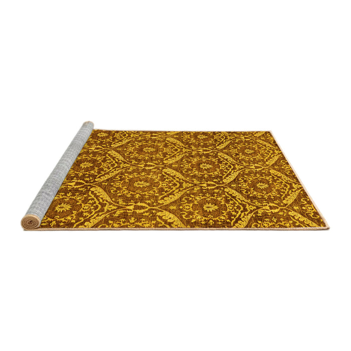 Sideview of Machine Washable Abstract Yellow Modern Rug, wshabs50yw