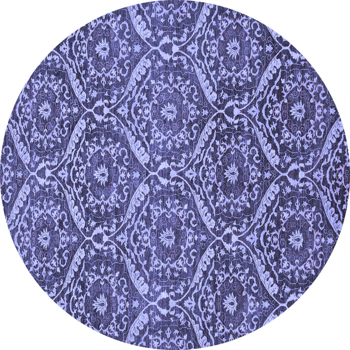 Round Machine Washable Abstract Blue Modern Rug, wshabs50blu