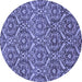 Round Machine Washable Abstract Blue Modern Rug, wshabs50blu