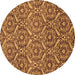 Round Machine Washable Abstract Brown Modern Rug, wshabs50brn