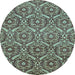 Round Abstract Light Blue Modern Rug, abs50lblu