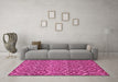 Machine Washable Abstract Pink Modern Rug in a Living Room, wshabs50pnk