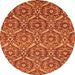 Round Machine Washable Abstract Orange Modern Area Rugs, wshabs50org