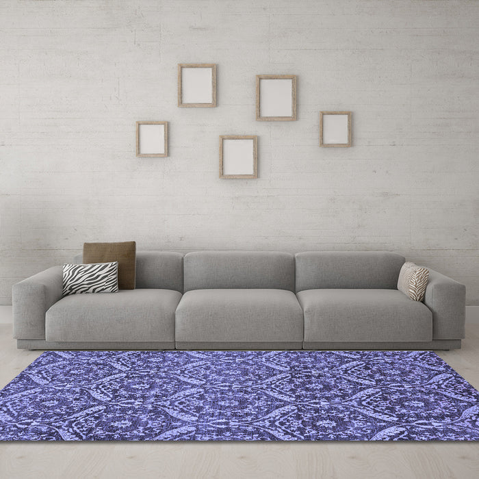Machine Washable Abstract Blue Modern Rug in a Living Room, wshabs50blu