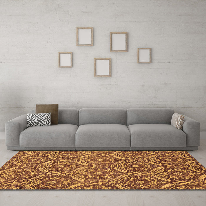 Machine Washable Abstract Brown Modern Rug in a Living Room,, wshabs50brn