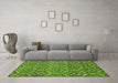 Machine Washable Abstract Green Modern Area Rugs in a Living Room,, wshabs50grn