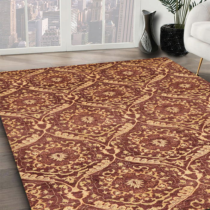 Machine Washable Abstract Tomato Red Rug in a Family Room, wshabs50