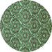 Round Abstract Turquoise Modern Rug, abs50turq