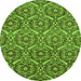 Round Machine Washable Abstract Green Modern Area Rugs, wshabs50grn