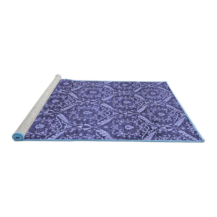 Sideview of Machine Washable Abstract Blue Modern Rug, wshabs50blu