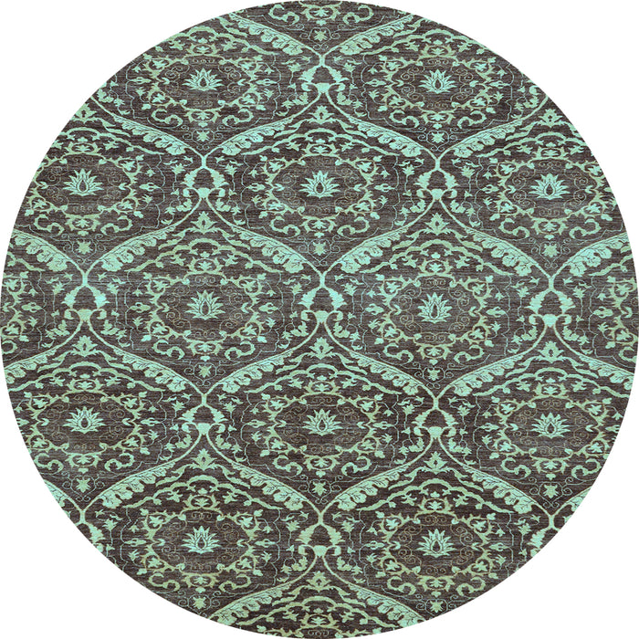 Round Machine Washable Abstract Light Blue Modern Rug, wshabs50lblu