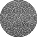 Round Machine Washable Abstract Gray Modern Rug, wshabs50gry