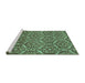 Sideview of Machine Washable Abstract Turquoise Modern Area Rugs, wshabs50turq