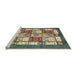 Sideview of Machine Washable Abstract Ginger Brown Green Rug, wshabs510