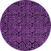 Round Machine Washable Abstract Purple Modern Area Rugs, wshabs5100pur