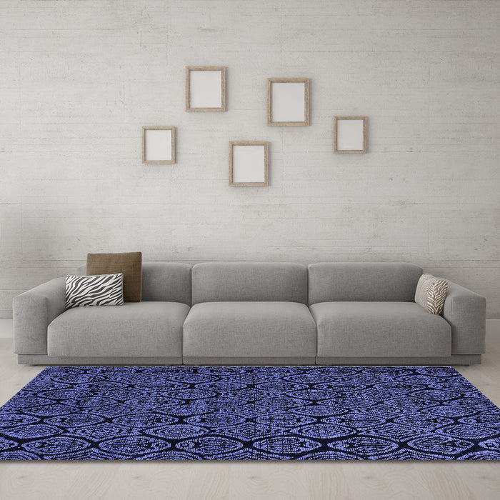 Machine Washable Abstract Blue Modern Rug in a Living Room, wshabs5100blu