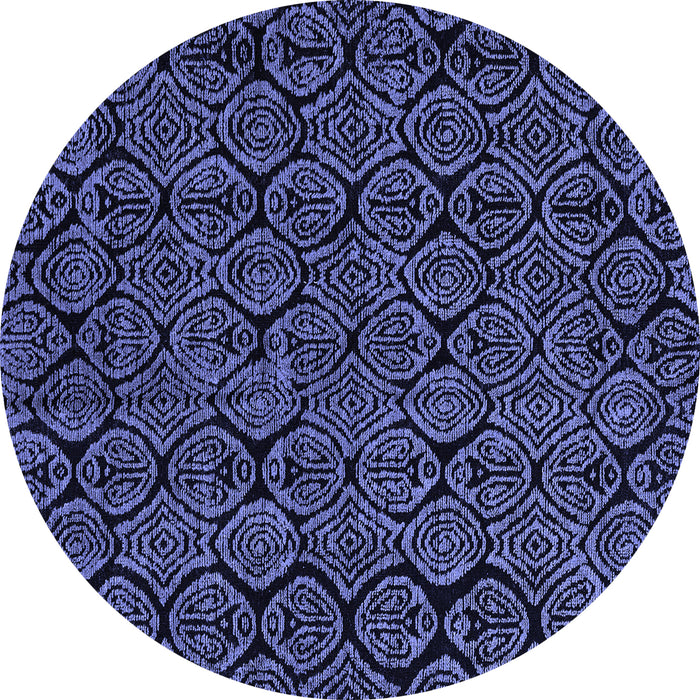 Round Machine Washable Abstract Blue Modern Rug, wshabs5100blu
