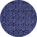 Round Machine Washable Abstract Blue Modern Rug, wshabs5100blu