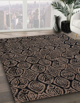 Abstract Dark Almond Brown Modern Rug in Family Room, abs5100