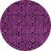 Round Machine Washable Abstract Pink Modern Rug, wshabs5100pnk