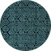 Round Abstract Light Blue Modern Rug, abs5100lblu