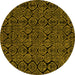 Round Abstract Yellow Modern Rug, abs5100yw