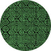 Round Machine Washable Abstract Emerald Green Modern Area Rugs, wshabs5100emgrn