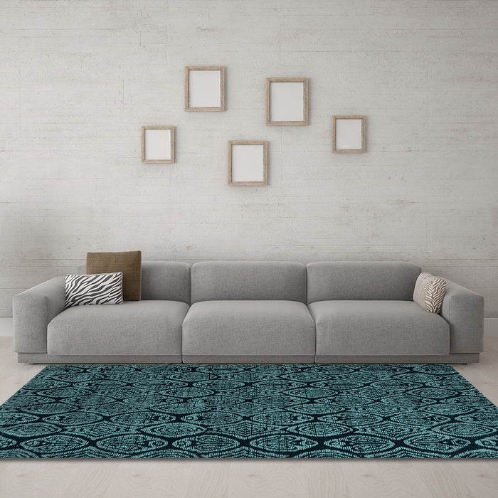 Machine Washable Abstract Light Blue Modern Rug in a Living Room, wshabs5100lblu