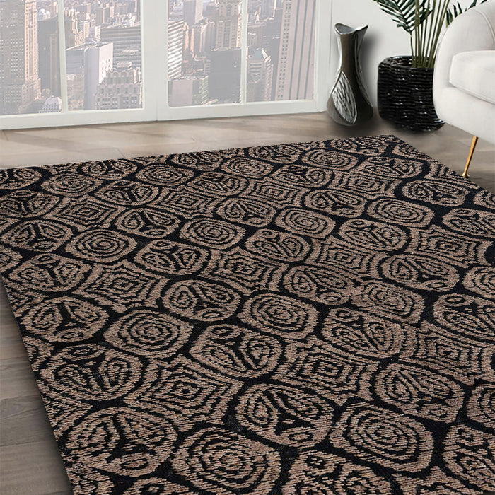 Abstract Dark Almond Brown Modern Rug in Family Room, abs5100