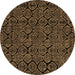 Round Machine Washable Abstract Brown Modern Rug, wshabs5100brn