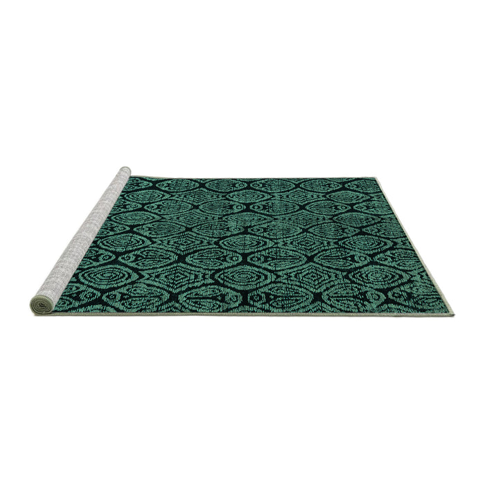 Sideview of Machine Washable Abstract Turquoise Modern Area Rugs, wshabs5100turq
