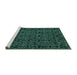 Sideview of Machine Washable Abstract Turquoise Modern Area Rugs, wshabs5100turq