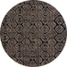 Round Machine Washable Abstract Dark Almond Brown Rug, wshabs5100