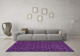 Machine Washable Abstract Purple Modern Area Rugs in a Living Room, wshabs5100pur
