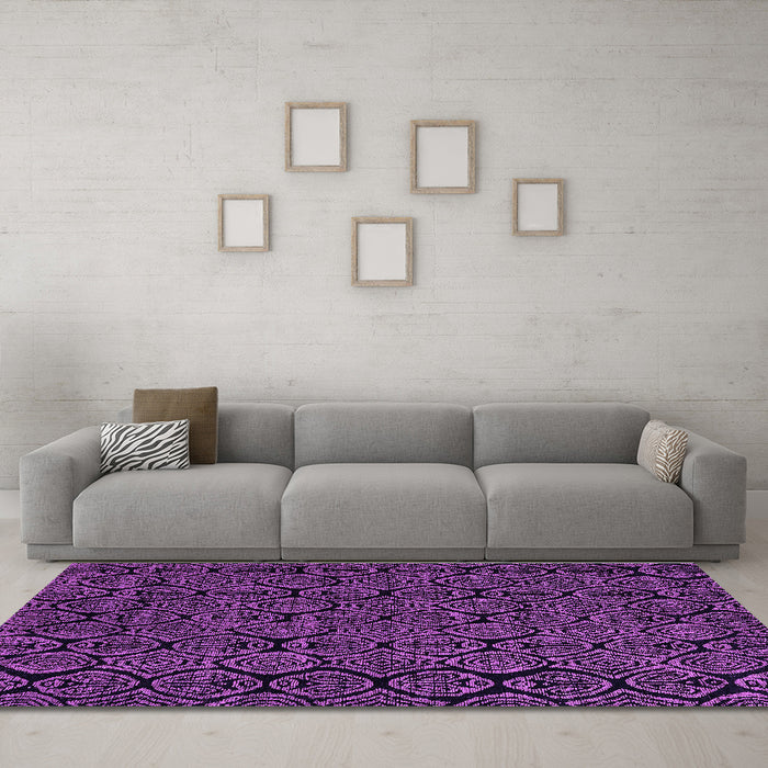 Machine Washable Abstract Purple Modern Area Rugs in a Living Room, wshabs5100pur
