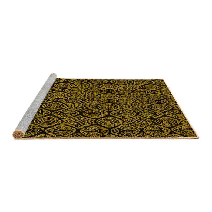 Sideview of Machine Washable Abstract Yellow Modern Rug, wshabs5100yw
