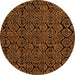 Round Machine Washable Abstract Orange Modern Area Rugs, wshabs5100org