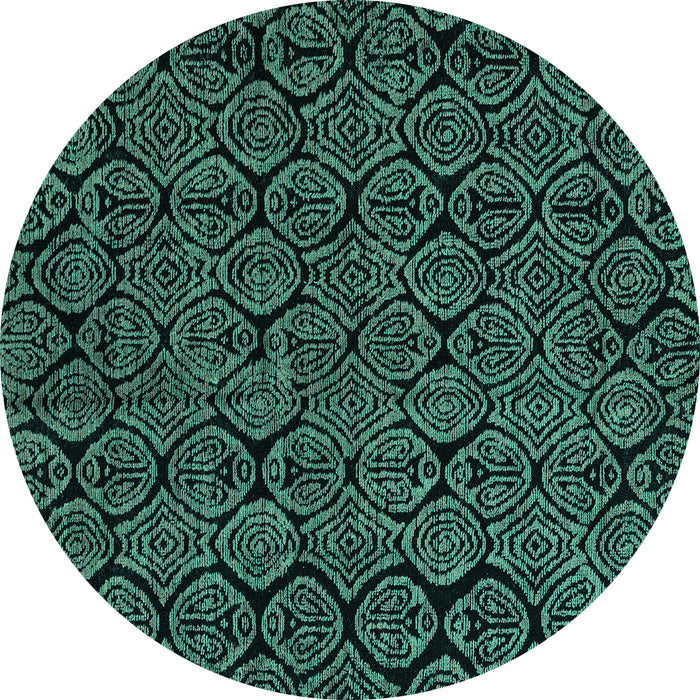 Round Abstract Turquoise Modern Rug, abs5100turq