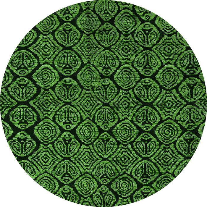 Round Abstract Green Modern Rug, abs5100grn