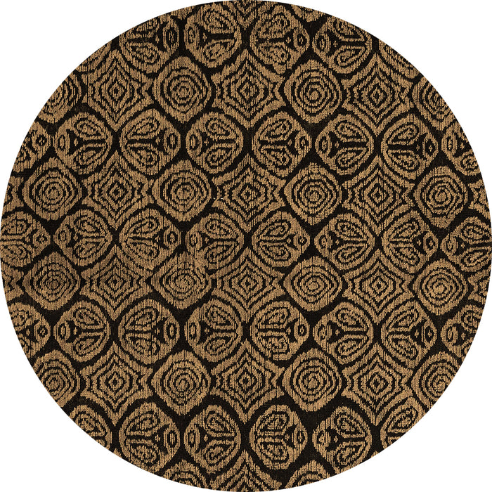 Round Abstract Brown Modern Rug, abs5100brn