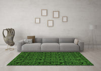 Machine Washable Abstract Green Modern Rug, wshabs5100grn