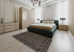 Abstract Dark Almond Brown Modern Rug in a Bedroom, abs5100